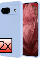 NoXx Hoes Geschikt voor Google Pixel 8a Hoesje Cover Siliconen Back Case Hoes - Lichtblauw - 2x