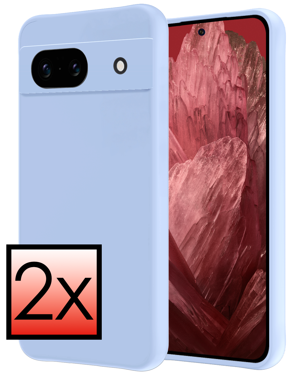 NoXx Hoes Geschikt voor Google Pixel 8a Hoesje Cover Siliconen Back Case Hoes - Lichtblauw - 2x