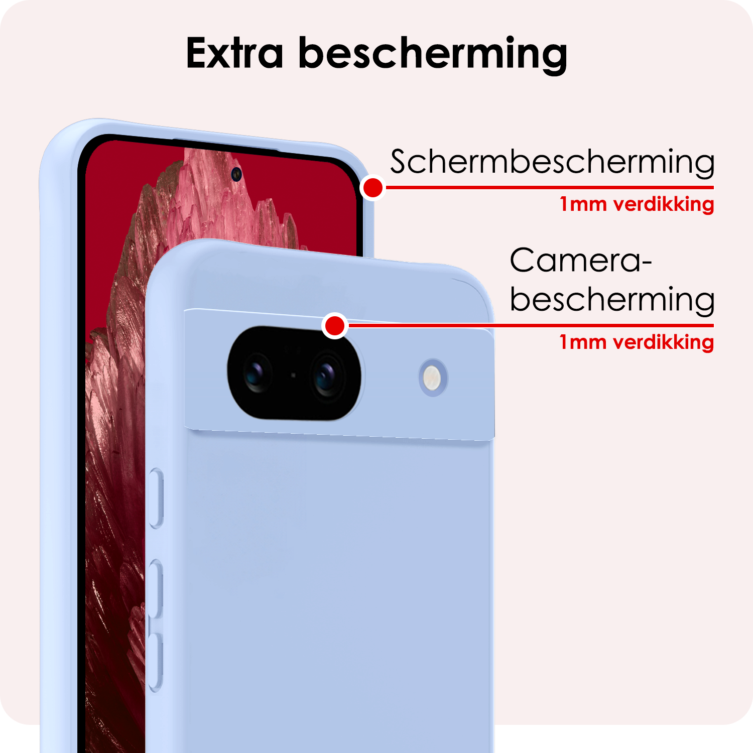 NoXx Hoes Geschikt voor Google Pixel 8a Hoesje Cover Siliconen Back Case Hoes - Lichtblauw - 2x