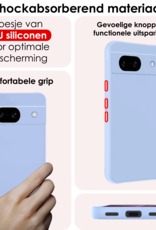 NoXx Hoes Geschikt voor Google Pixel 8a Hoesje Cover Siliconen Back Case Hoes - Lichtblauw - 2x