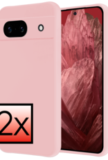 NoXx Hoes Geschikt voor Google Pixel 8a Hoesje Cover Siliconen Back Case Hoes - Lichtroze - 2x