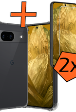 Nomfy Hoesje Geschikt voor Google Pixel 8a Hoesje Shock Proof Cover Case Shockproof Met 2x Screenprotector - Hoes Geschikt voor Google Pixel 8a Hoes Siliconen Back Case - Transparant
