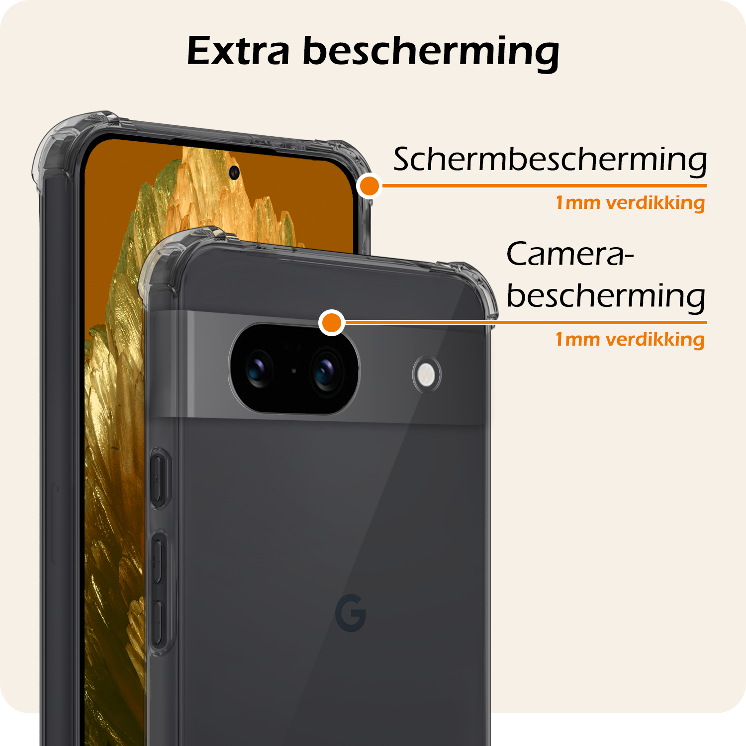Nomfy Hoesje Geschikt voor Google Pixel 8a Hoesje Shock Proof Cover Case Shockproof Met 2x Screenprotector - Hoes Geschikt voor Google Pixel 8a Hoes Siliconen Back Case - Transparant