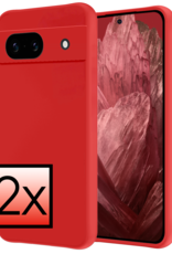 NoXx Hoes Geschikt voor Google Pixel 8a Hoesje Cover Siliconen Back Case Hoes - Rood - 2x