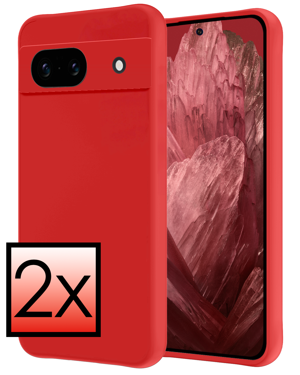 NoXx Hoes Geschikt voor Google Pixel 8a Hoesje Cover Siliconen Back Case Hoes - Rood - 2x