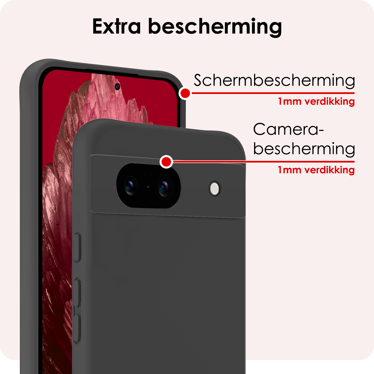 NoXx Hoes Geschikt voor Google Pixel 8a Hoesje Cover Siliconen Back Case Hoes - Zwart - 2x