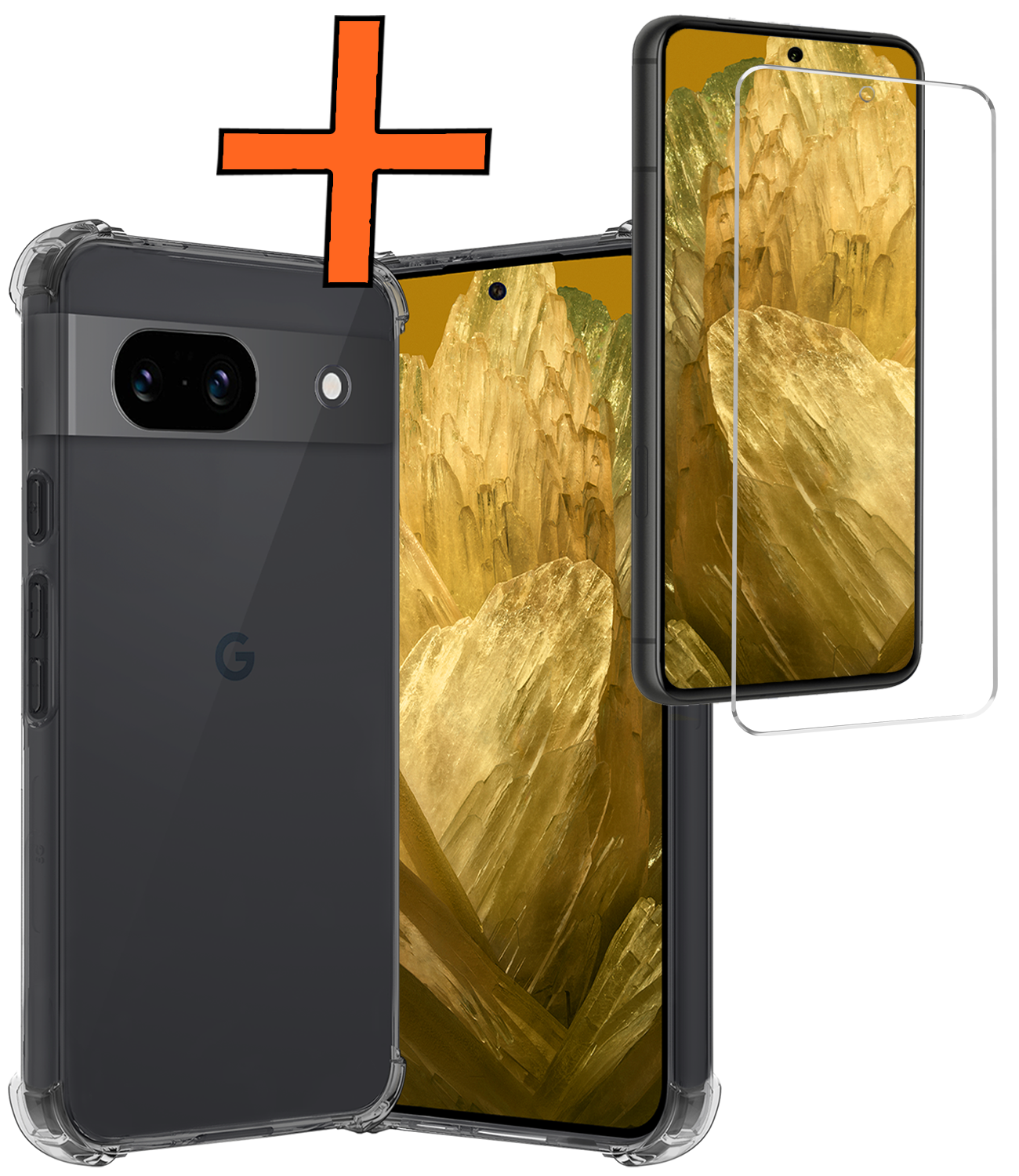 Nomfy Hoesje Geschikt voor Google Pixel 8a Hoesje Shock Proof Cover Case Shockproof Met Screenprotector - Hoes Geschikt voor Google Pixel 8a Hoes Siliconen Back Case - Transparant