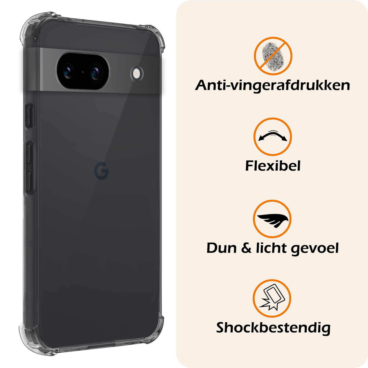 Nomfy Hoesje Geschikt voor Google Pixel 8a Hoesje Shock Proof Cover Case Shockproof - Hoes Geschikt voor Google Pixel 8a Hoes Siliconen Back Case - Transparant - 2 PACK