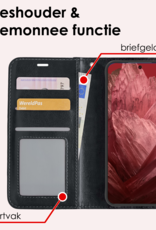 NoXx Hoes Geschikt voor Google Pixel 8a Hoesje Book Case Hoes Flip Cover Wallet Bookcase Met 2x Screenprotector - Zwart