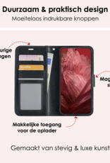 NoXx Hoes Geschikt voor Google Pixel 8a Hoesje Book Case Hoes Flip Cover Wallet Bookcase Met 2x Screenprotector - Zwart