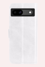 NoXx Hoes Geschikt voor Google Pixel 8a Hoesje Book Case Hoes Flip Cover Wallet Bookcase Met 2x Screenprotector - Wit