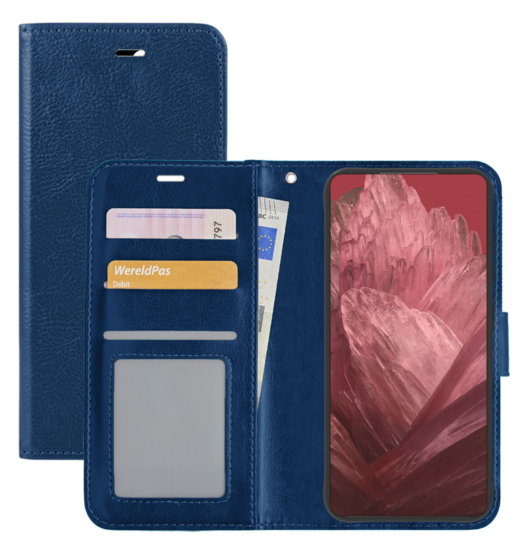 NoXx Hoes Geschikt voor Google Pixel 8a Hoesje Book Case Hoes Flip Cover Wallet Bookcase - Donkerblauw