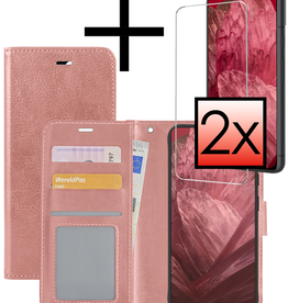 NoXx NoXx Google Pixel 8a Hoesje Bookcase Met 2x Screenprotector - Rose Goud