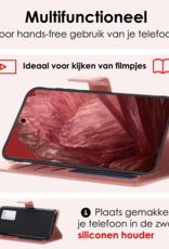 NoXx Hoes Geschikt voor Google Pixel 8a Hoesje Book Case Hoes Flip Cover Wallet Bookcase Met 2x Screenprotector - Rosé goud
