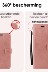 NoXx Hoes Geschikt voor Google Pixel 8a Hoesje Book Case Hoes Flip Cover Wallet Bookcase Met 2x Screenprotector - Rosé goud