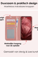 NoXx Hoes Geschikt voor Google Pixel 8a Hoesje Book Case Hoes Flip Cover Wallet Bookcase Met 2x Screenprotector - Rosé goud