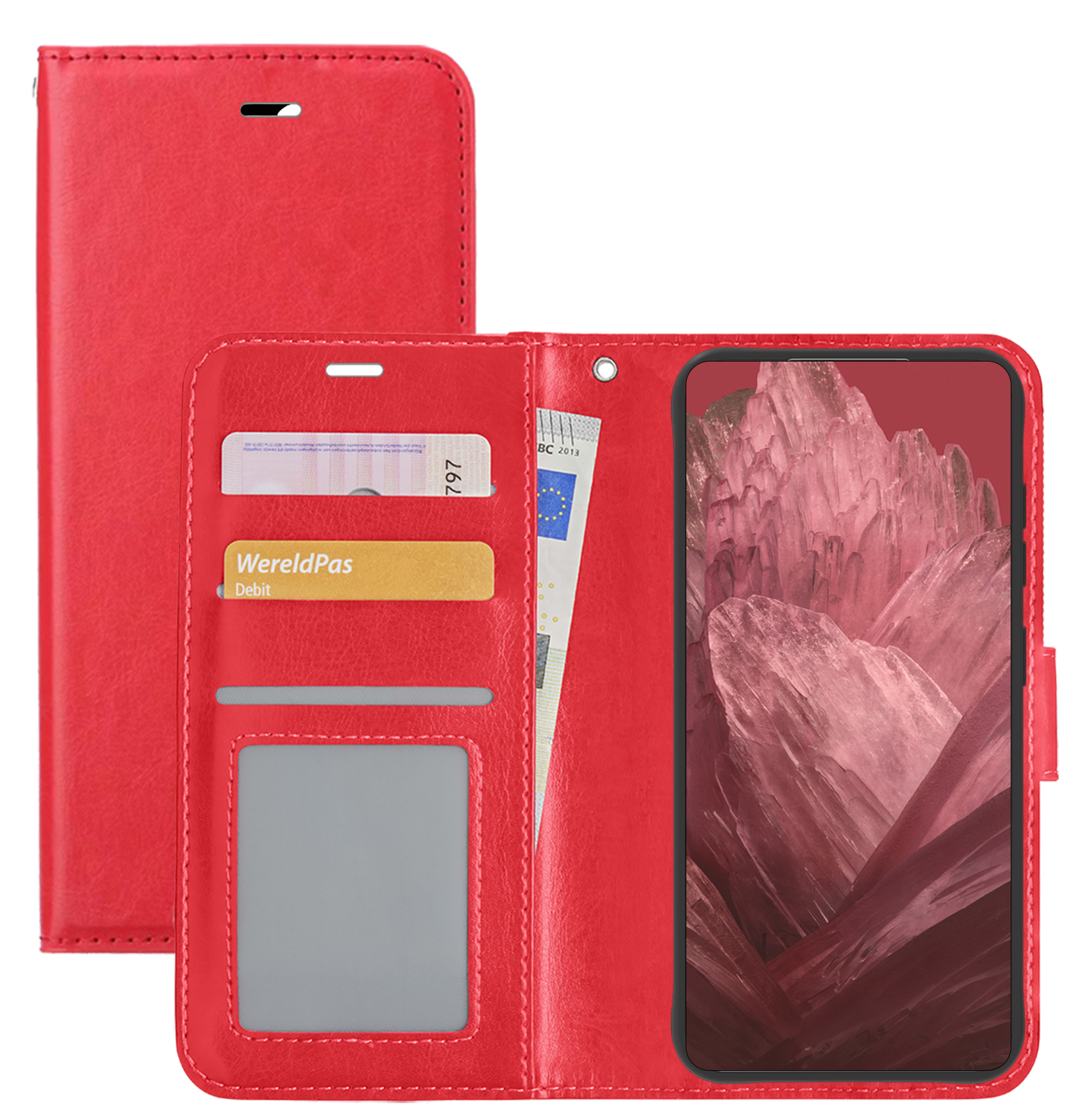 NoXx Hoes Geschikt voor Google Pixel 8a Hoesje Book Case Hoes Flip Cover Wallet Bookcase - Rood