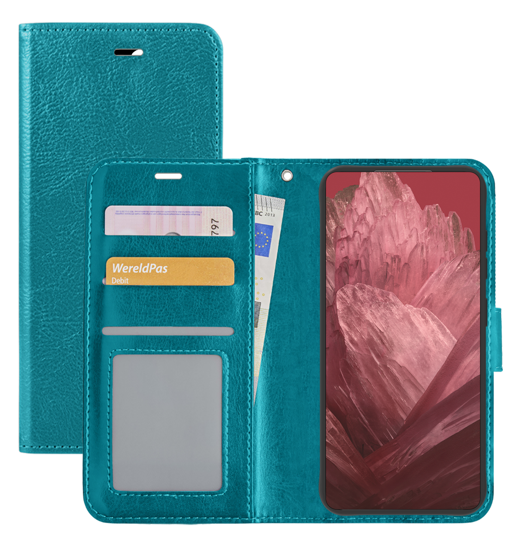 NoXx Hoes Geschikt voor Google Pixel 8a Hoesje Book Case Hoes Flip Cover Wallet Bookcase - Turquoise