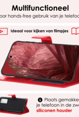 NoXx Hoes Geschikt voor Google Pixel 8a Hoesje Book Case Hoes Flip Cover Wallet Bookcase Met 2x Screenprotector - Rood