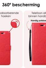 NoXx Hoes Geschikt voor Google Pixel 8a Hoesje Book Case Hoes Flip Cover Wallet Bookcase Met 2x Screenprotector - Rood