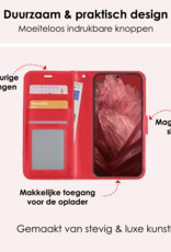 NoXx Hoes Geschikt voor Google Pixel 8a Hoesje Book Case Hoes Flip Cover Wallet Bookcase Met 2x Screenprotector - Rood