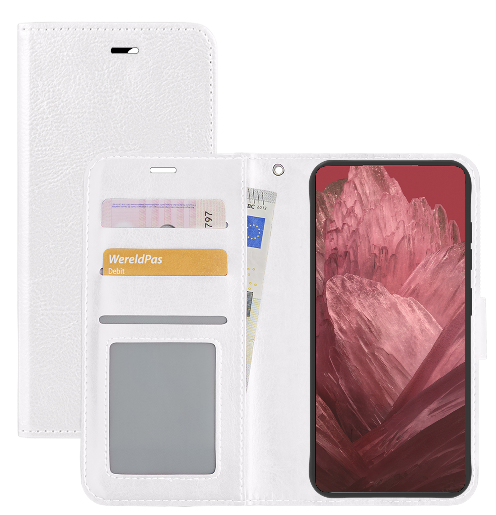 NoXx Hoes Geschikt voor Google Pixel 8a Hoesje Book Case Hoes Flip Cover Wallet Bookcase - Wit