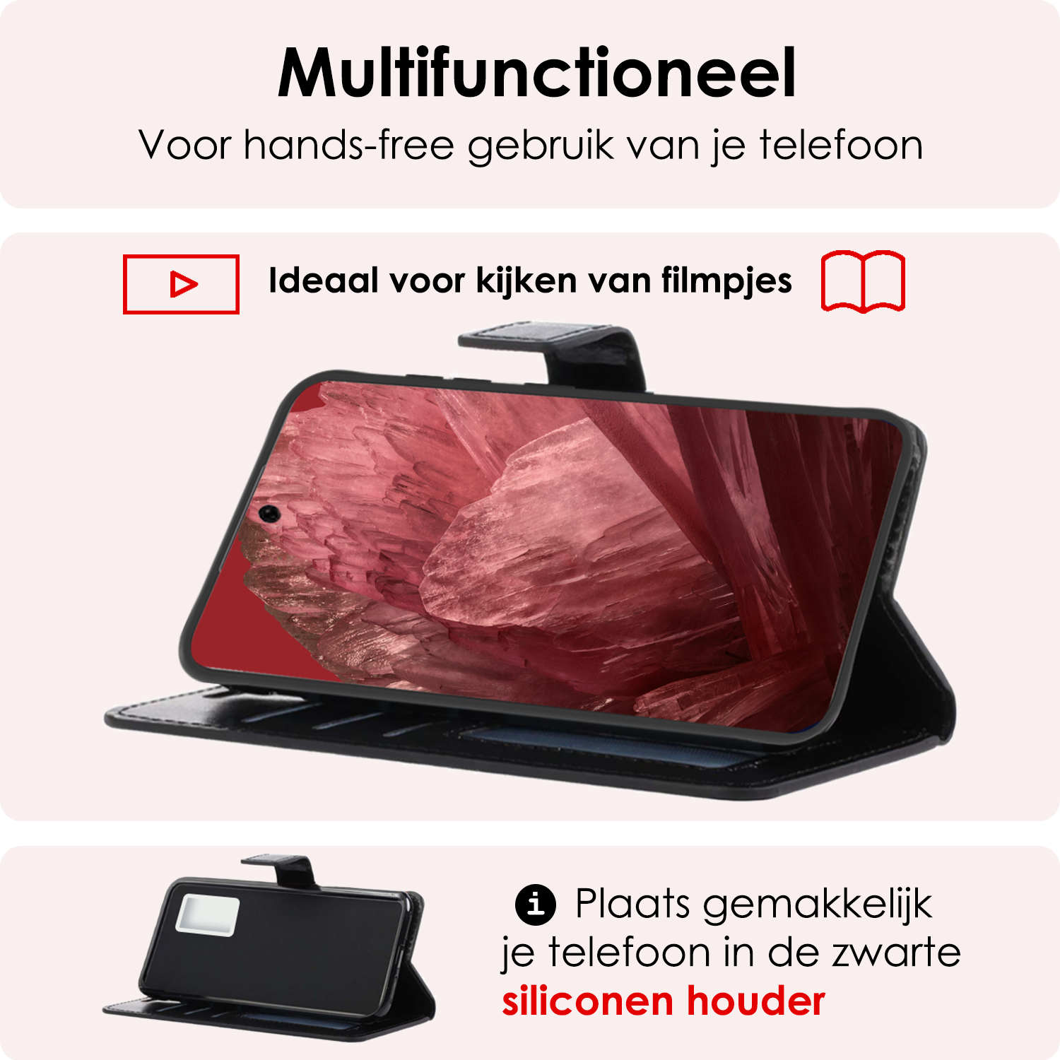 NoXx Hoes Geschikt voor Google Pixel 8a Hoesje Book Case Hoes Flip Cover Wallet Bookcase - Zwart