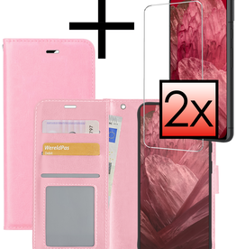 NoXx NoXx Google Pixel 8a Hoesje Bookcase Met 2x Screenprotector - Lichtroze