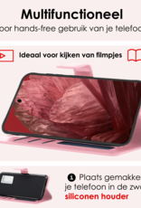 NoXx Hoes Geschikt voor Google Pixel 8a Hoesje Book Case Hoes Flip Cover Wallet Bookcase Met 2x Screenprotector - Lichtroze