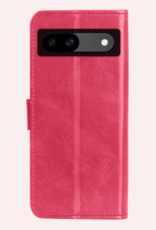 NoXx Hoes Geschikt voor Google Pixel 8a Hoesje Book Case Hoes Flip Cover Wallet Bookcase Met 2x Screenprotector - Donkerroze