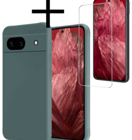 NoXx NoXx Google Pixel 8a Hoesje Siliconen Met Screenprotector - Donkergroen