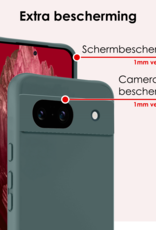 NoXx Hoes Geschikt voor Google Pixel 8a Hoesje Cover Siliconen Back Case Hoes Met Screenprotector - Donkergroen