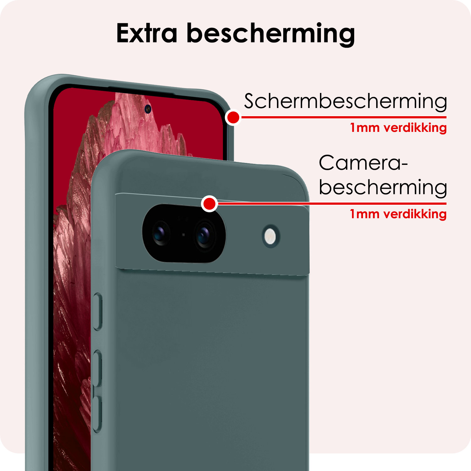 NoXx Hoes Geschikt voor Google Pixel 8a Hoesje Cover Siliconen Back Case Hoes Met Screenprotector - Donkergroen