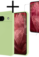 NoXx Hoes Geschikt voor Google Pixel 8a Hoesje Cover Siliconen Back Case Hoes Met Screenprotector - Groen