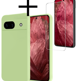 NoXx NoXx Google Pixel 8a Hoesje Siliconen Met Screenprotector - Groen