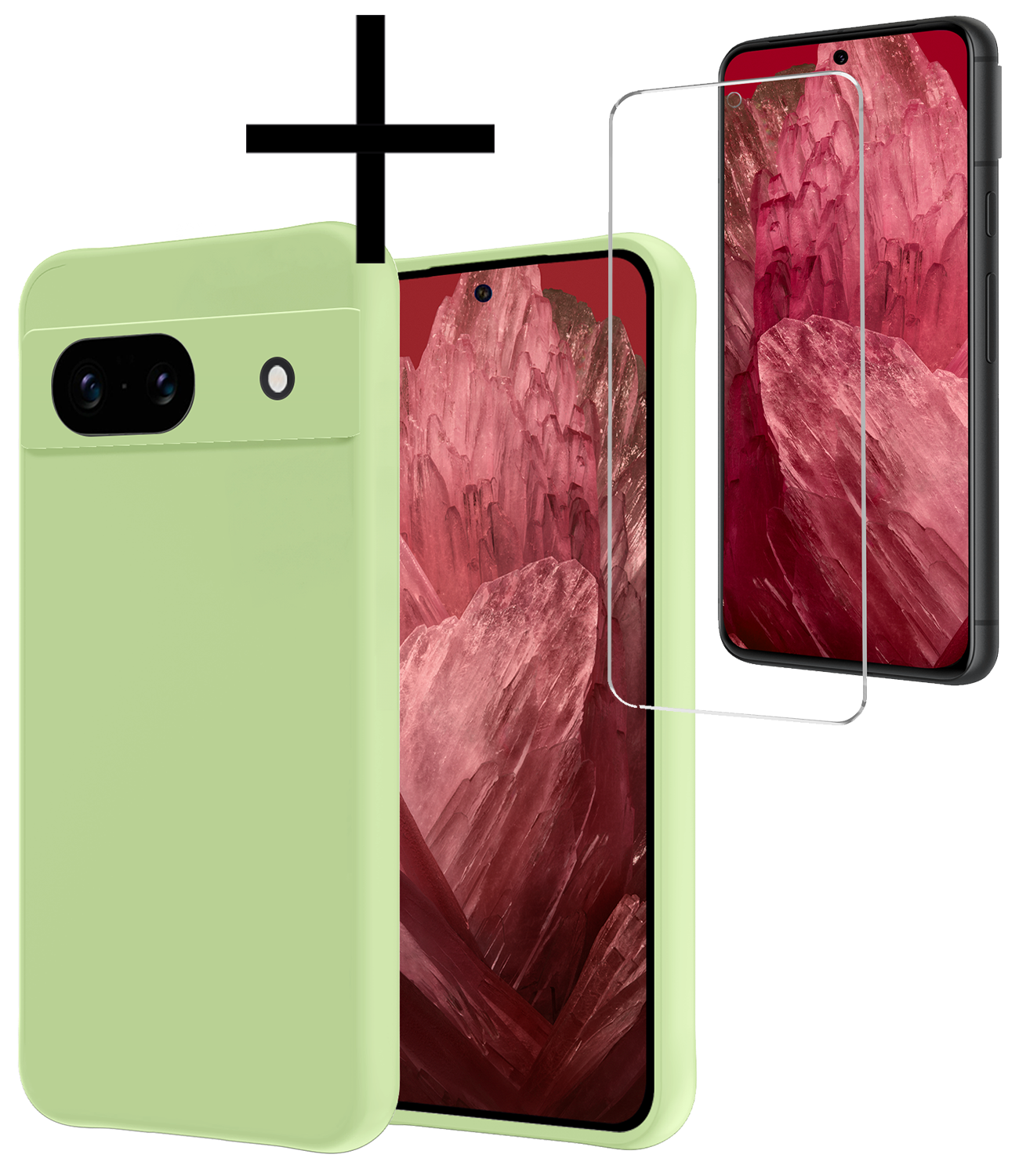 NoXx Hoes Geschikt voor Google Pixel 8a Hoesje Cover Siliconen Back Case Hoes Met Screenprotector - Groen