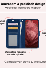 NoXx Hoes Geschikt voor Google Pixel 8a Hoesje Book Case Hoes Flip Cover Wallet Bookcase Met 2x Screenprotector - Donkerblauw