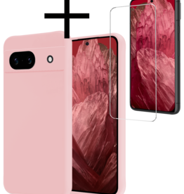 NoXx NoXx Google Pixel 8a Hoesje Siliconen Met Screenprotector - Lichtroze
