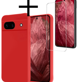 NoXx NoXx Google Pixel 8a Hoesje Siliconen Met Screenprotector - Rood