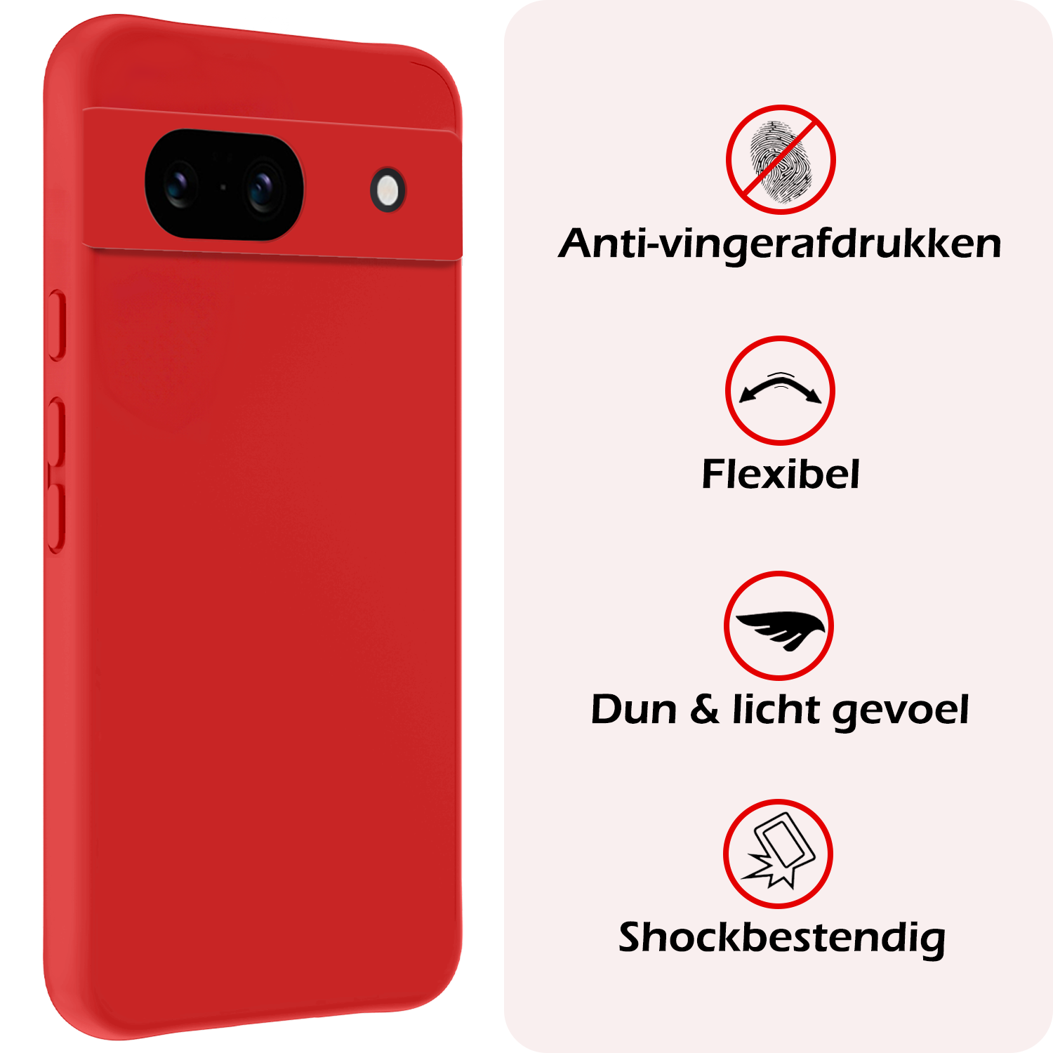 NoXx Hoes Geschikt voor Google Pixel 8a Hoesje Cover Siliconen Back Case Hoes Met Screenprotector - Rood