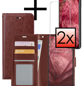 NoXx NoXx Google Pixel 8a Hoesje Bookcase Met 2x Screenprotector - Bruin