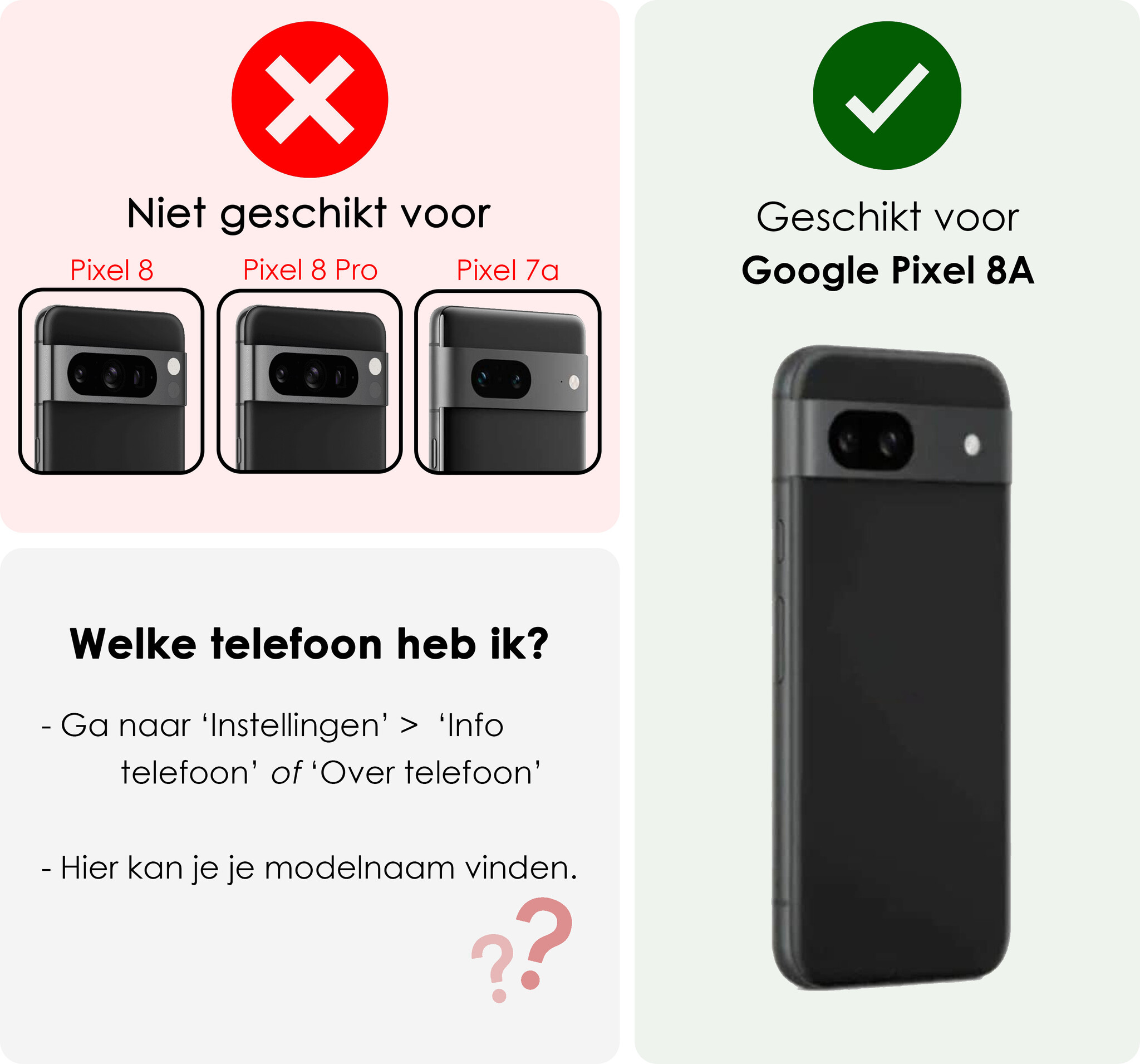 NoXx Hoes Geschikt voor Google Pixel 8a Hoesje Book Case Hoes Flip Cover Wallet Bookcase Met 2x Screenprotector - Bruin