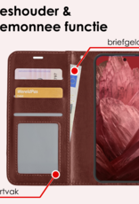 NoXx Hoes Geschikt voor Google Pixel 8a Hoesje Book Case Hoes Flip Cover Wallet Bookcase Met 2x Screenprotector - Bruin