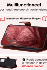 NoXx Hoes Geschikt voor Google Pixel 8a Hoesje Book Case Hoes Flip Cover Wallet Bookcase Met 2x Screenprotector - Bruin