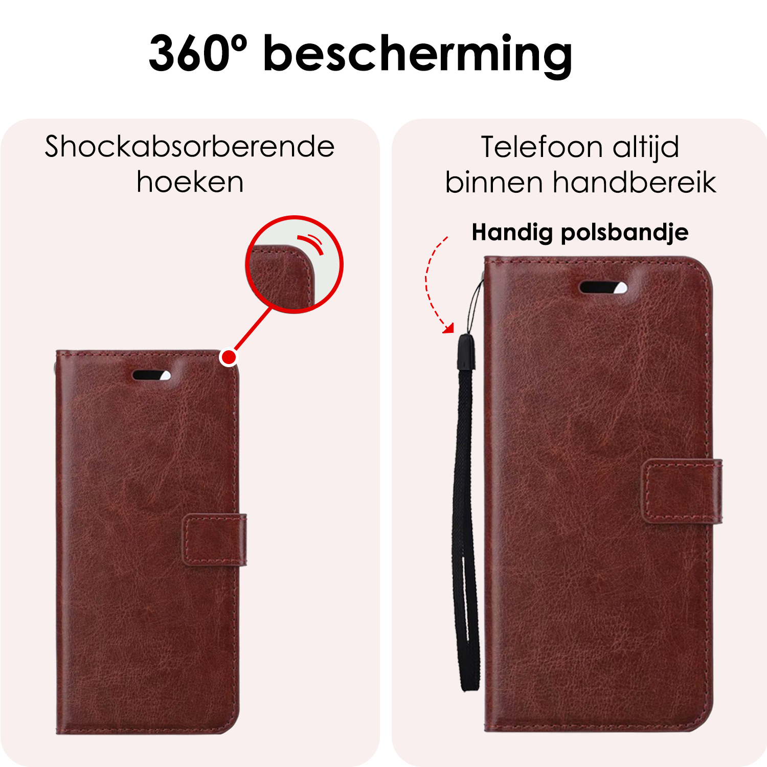 NoXx Hoes Geschikt voor Google Pixel 8a Hoesje Book Case Hoes Flip Cover Wallet Bookcase Met 2x Screenprotector - Bruin