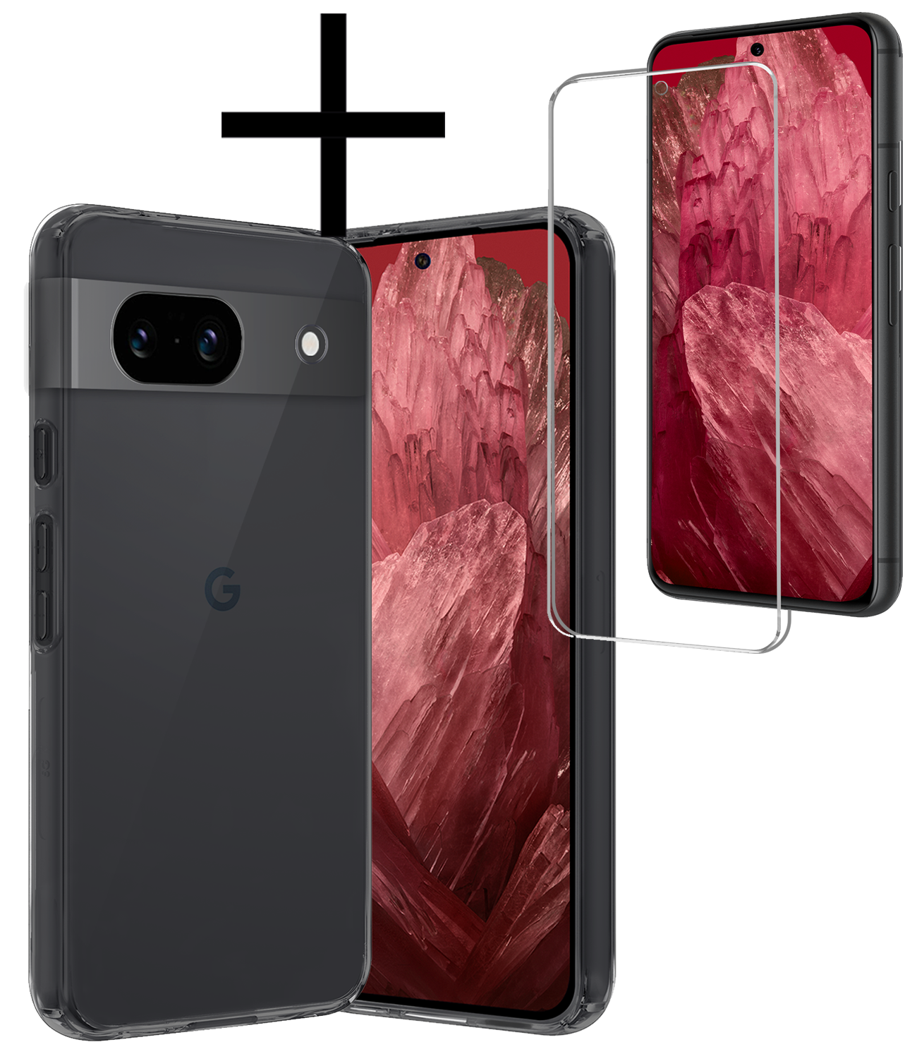 NoXx Hoes Geschikt voor Google Pixel 8a Hoesje Cover Siliconen Back Case Hoes Met Screenprotector - Transparant