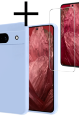 NoXx Hoes Geschikt voor Google Pixel 8a Hoesje Cover Siliconen Back Case Hoes Met Screenprotector - Lichtblauw
