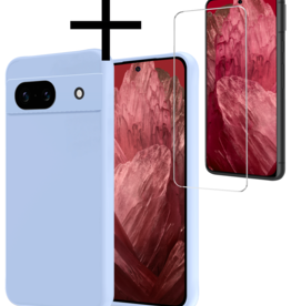 NoXx NoXx Google Pixel 8a Hoesje Siliconen Met Screenprotector - Lichtblauw