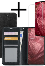 NoXx Hoes Geschikt voor Google Pixel 8a Hoesje Book Case Hoes Flip Cover Wallet Bookcase Met Screenprotector - Zwart