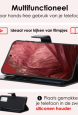 NoXx Hoes Geschikt voor Google Pixel 8a Hoesje Book Case Hoes Flip Cover Wallet Bookcase Met Screenprotector - Zwart